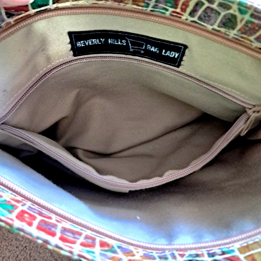 Pinky Vintage Handbag Beverly Hills Bag Lady Croc Embossed Leather Pastels Beaut - Picture 10 of 11